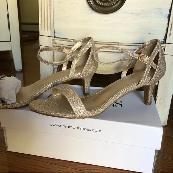 New in box- 💗Free ship Dream Pairs Lexii-Gold Glitter open toe heel sandals 8.5 - Picture 6 of 6
